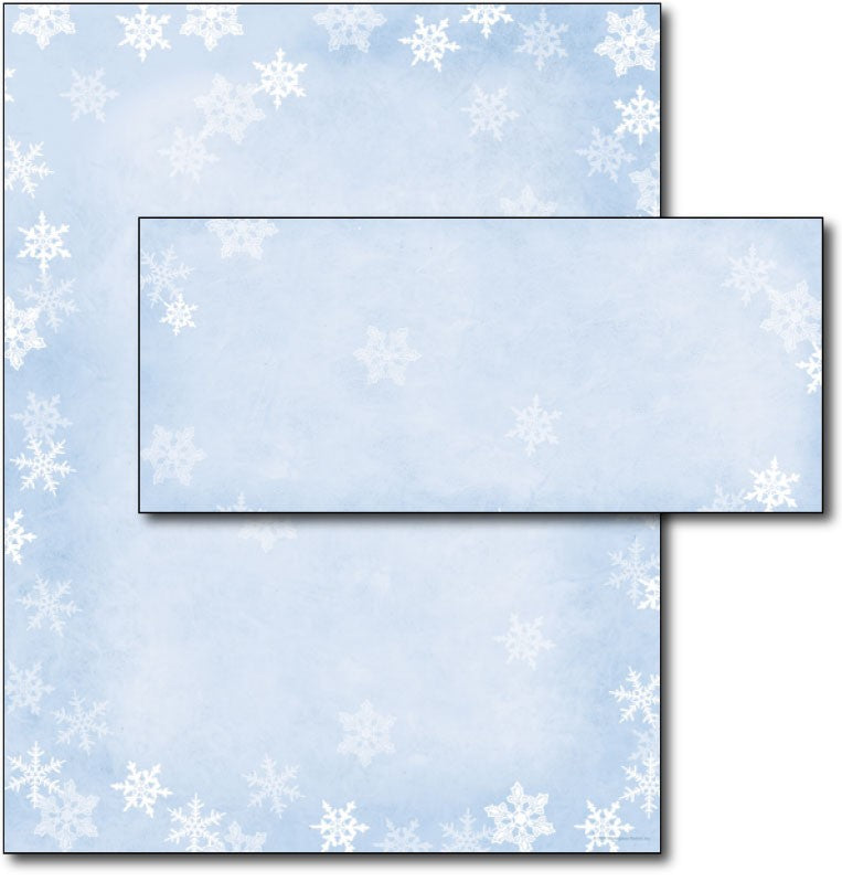 Winter Flakes Letterhead & Envelopes - 40 Sets, compatible with inkjet and laser