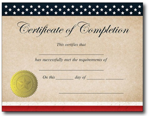 Patriotic Completion Certificate