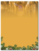 50lb Christmas Cathedral Letterhead, measure(8 1/2" x 11"), compatible with inkjet and laser