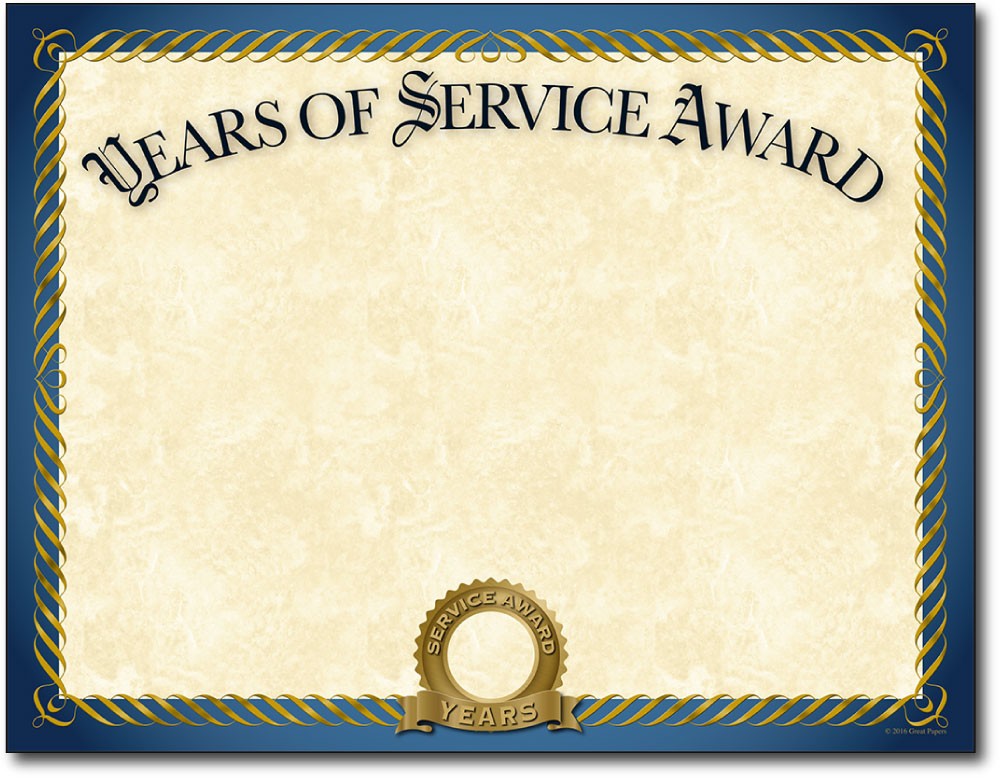 Gold foil years of service Award Certificates 8 1/2" x 11" 60lb cover inkjet & laser printer compatible