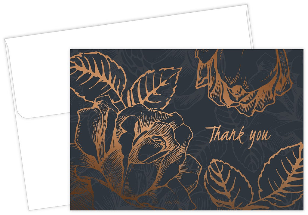 copper foil flower thank you note cards and envelopes