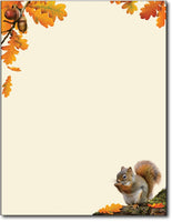 50lb acorn squirrel Fall Autumn Letterhead, measure(8 1/2" x 11"), compatible with inkjet and laser