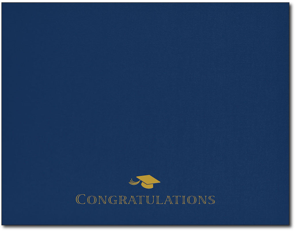 Certificate Holders - Graduation Cap (Navy & Gold Foil)