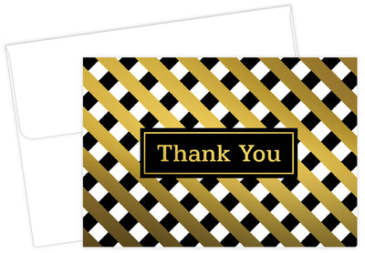 Gold Foil Lattice Thank You Card Sets - 50 Cards
