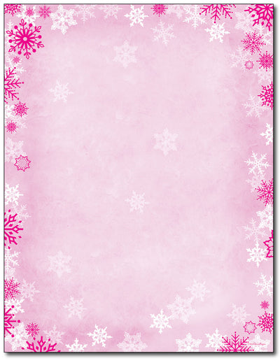 Pink Snowflake Foil Stationery