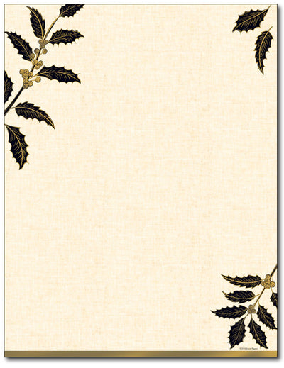 Golden Metallic Holly Letterhead