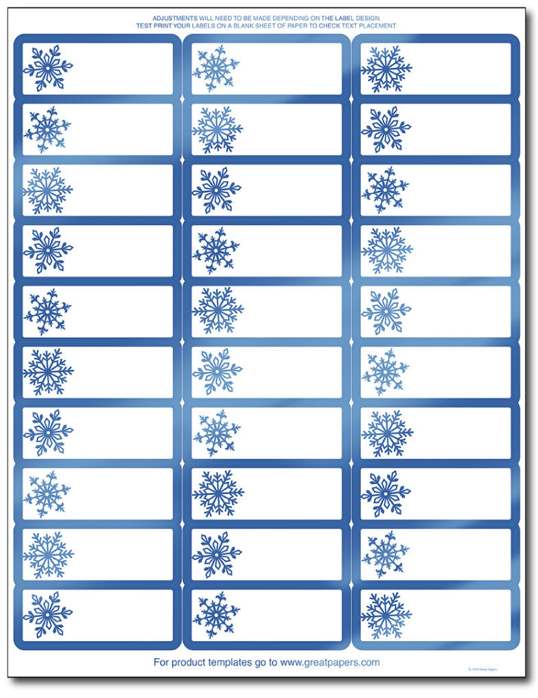 Shiny Blue Foil Snowflake Address Labels for Avery 5160 Template Free Printable Christmas Address Labels