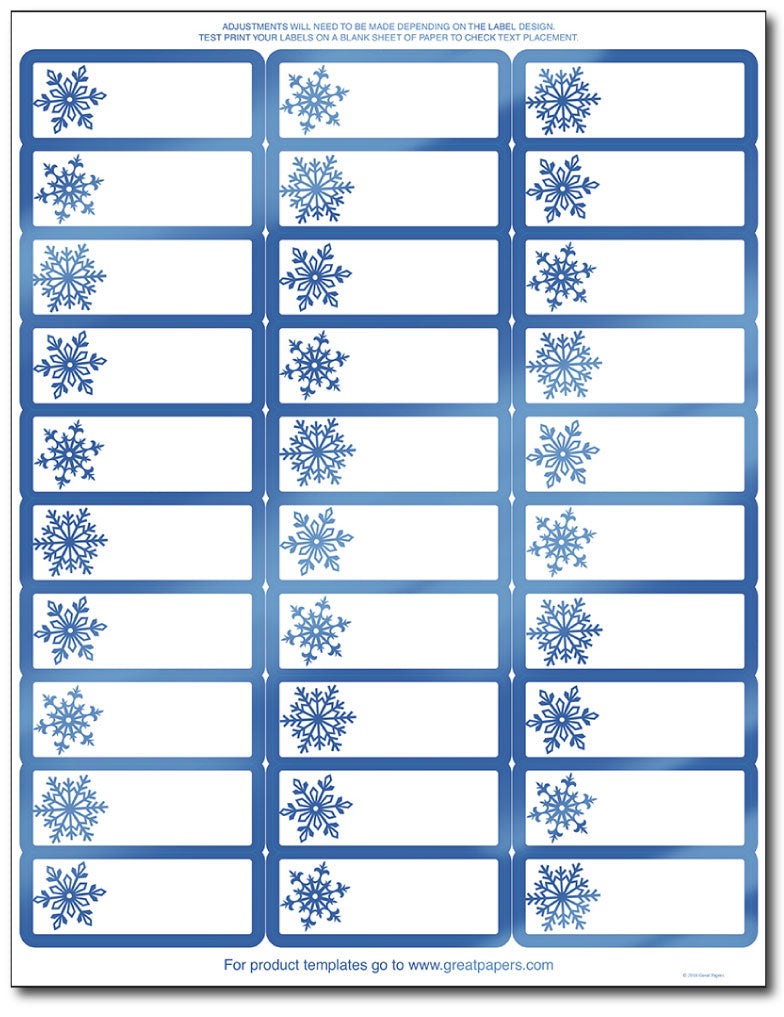 Shiny Blue Foil Snowflake Address Labels