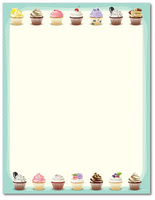 Food Letterhead - Iced Cupcake Celebration - 60lb Text