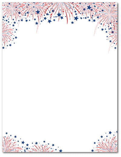 Patriotic Stationery - Fireworks on the 4th - 60lb Text