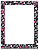 Valentines Letterhead - Pink & Black Hearts - 60lb Text