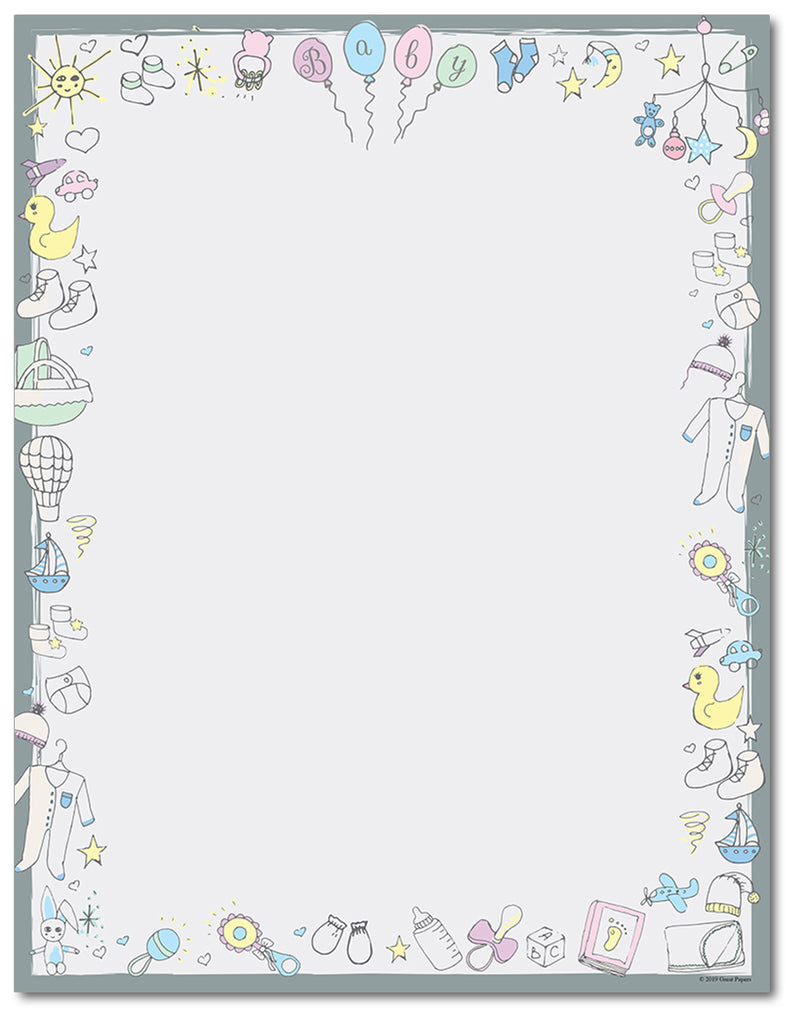 Baby Shower Letterhead - Baby Time - 60lb Text