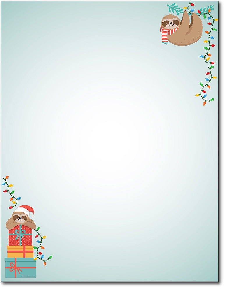 Christmas Stationery - Sloth Holiday