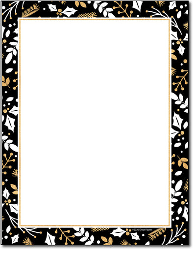 Holiday Stationery - 24LB Bond / Matte (Merry Gold & Black)