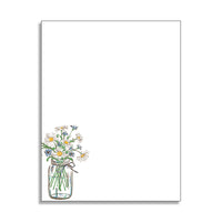 Mason Daisies - Floral Stationery - 65 lb Text