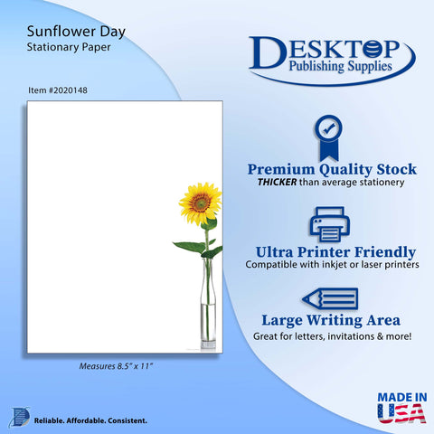 Sunflower Day - Floral Stationery - 65 lb Text