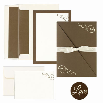 Brown Swirl Folder Invitation and Note Card Kit