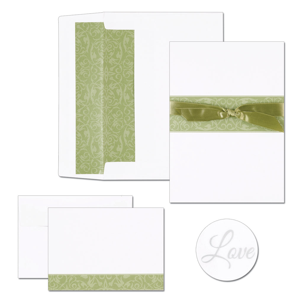 Sage Swirl Band Invitation and Note Card Kit