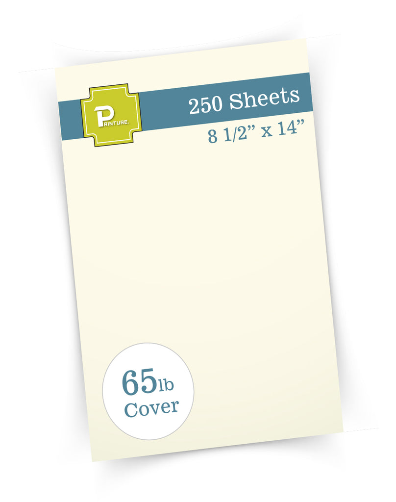 65lb Cream Legal Cardstock -  8 1/2" x 14" - (Brand: Printure)