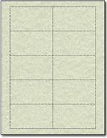 65lb Microperforated Green Parchment Business Cards - printable on both sides