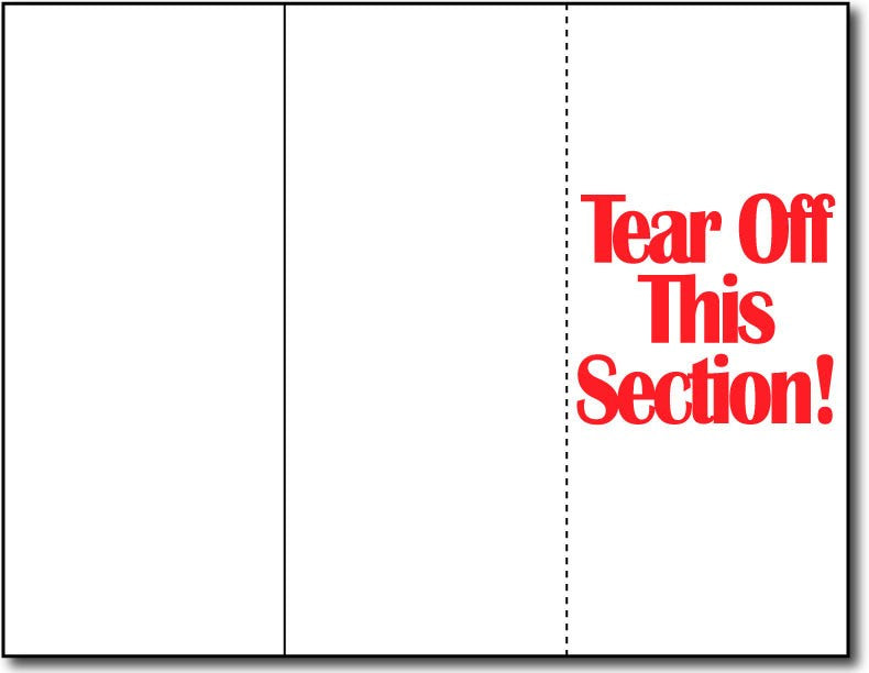 65lb White Tri-fold Brochure Paper w/ Tear-off measure 8 1/2" x 11", Matte both sides