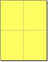 4 Microperforated Bright Yellow Postcards on an 8 1/2" x 11" Sheet.