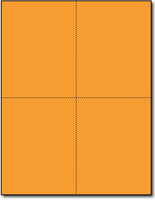 Brigtht Orange 4-Up Postcards, measure (4 1/4" x 5 1/2") , compatible  with copier, Inkjet and laser, Matte Both sides