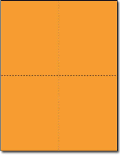 Brigtht Orange 4-Up Postcards, measure (4 1/4" x 5 1/2") , compatible  with copier, Inkjet and laser, Matte Both sides