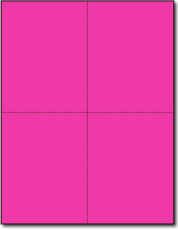Brigtht Ultra Fuhsia 4-Up Postcards, measure (4 1/4" x 5 1/2") , compatible  with copier, Inkjet and laser, Matte Both sides
