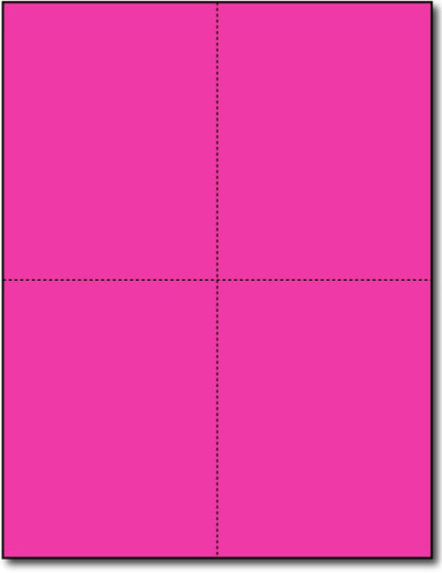 Brigtht Ultra Fuhsia 4-Up Postcards, measure (4 1/4" x 5 1/2") , compatible  with copier, Inkjet and laser, Matte Both sides