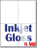 8 mil Inkjet 4-Up Postcards, measure (4 1/4" x 5 1/2") , compatible  with inkjet, Full Gloss