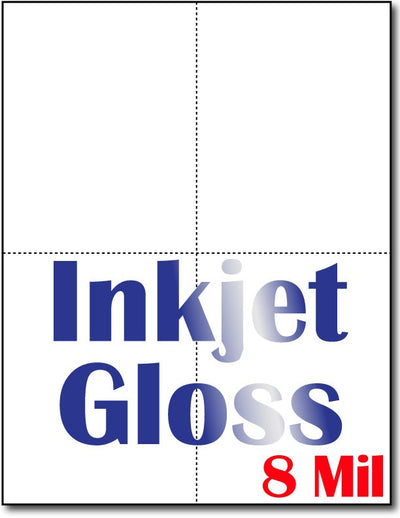 8 mil Inkjet 4-Up Postcards, measure (4 1/4" x 5 1/2") , compatible  with inkjet, Full Gloss