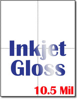10.5 mil Inkjet - 4 postcard  , measure(8 1/2" x 11"), compatible with inkjet, full gloss