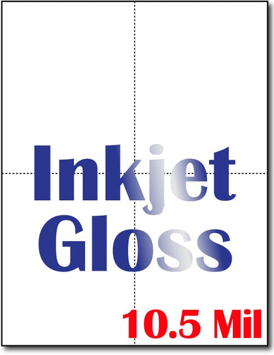 10.5 mil Inkjet - 4 postcard  , measure(8 1/2" x 11"), compatible with inkjet, full gloss