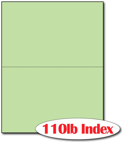 2 Microperforated Index Green Postcards on an 8 1/2" x 11" Sheet.