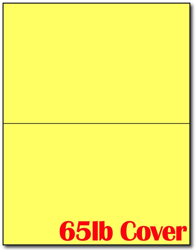 65 lb 2-Up Bright Yellow Jumbo Postcards, measure (5 1/2" x 8 1/2") , compatible  with copier, Inkjet and laser, Matte Both sides