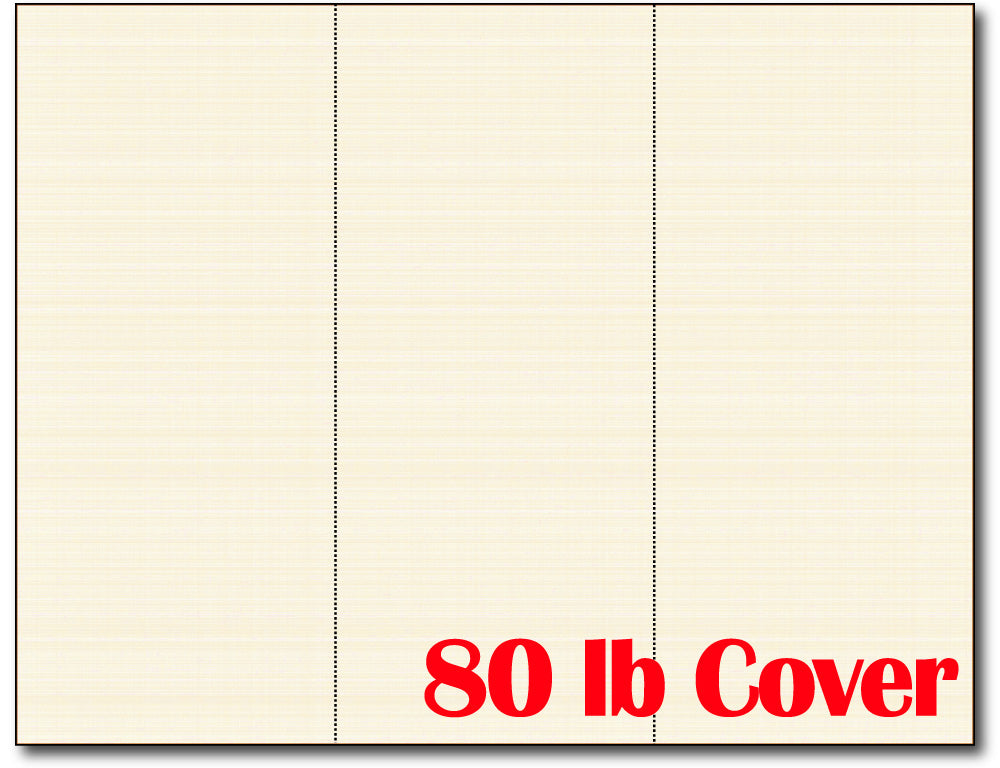 Notecards, 3-up, 8 1/2 x 3 2/3, Cream Linen, 80lb Cover