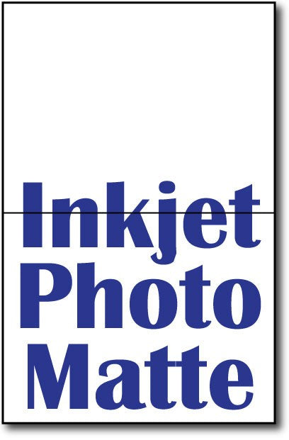 90lb Inkjet Photomatt Single Invitations on an 8 1/2" x 5 1/2" sheet.