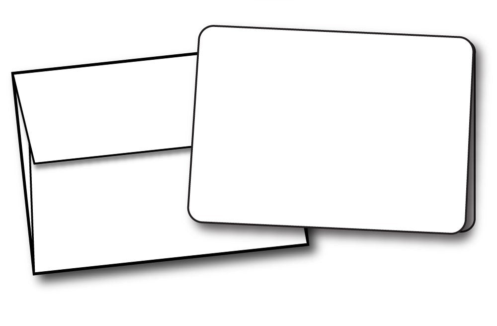 White Half Fold (4 1/4" x 5 1/2") Greeting Cards with rounded corners & Envelopes - 40 Sets, compatible with inkjet and laser