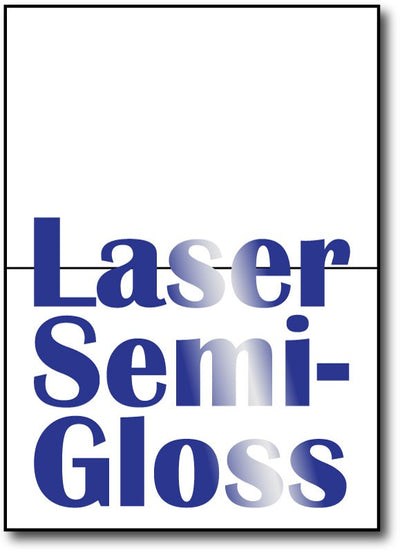 Double Sided Laser semi-gloss greeting card stock for laser printers & copiers. 7" x 10" stock scored to fold to 5" x 7"