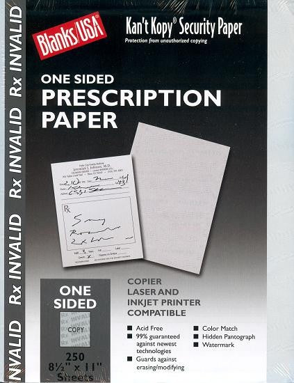 60 lb Grey Security Prescription paper, measure (8 1/2" x 11") , compatible with copier,inkjet and laser , matte both sides