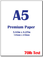 White A5 Paper (8.27" x 5.83" ) || 28lb Bond