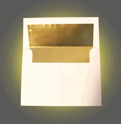 24lb White, Gold Foil Lined  A2 4 3/8" x 5 3/4" Envelope.