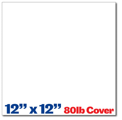 White Square Cardstock - 12" x 12" - 80lb Cover