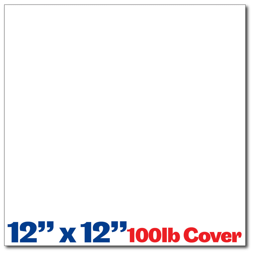 White Square Cardstock - 12" X 12" - 100lb Cover