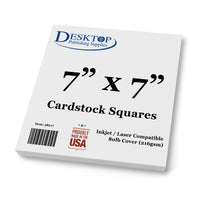White Square Cardstock - 7" x 7" - 80lb Cover