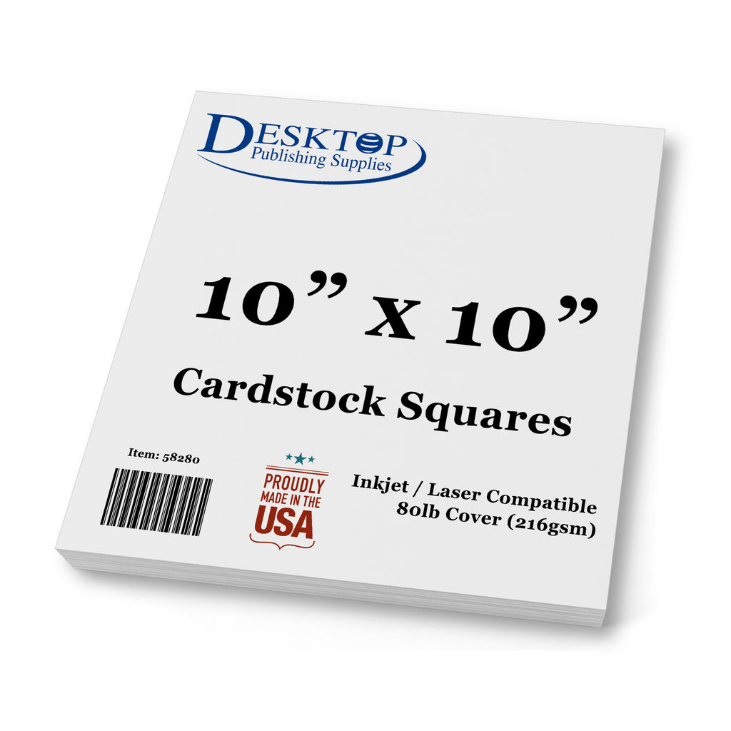 White Square Cardstock - 10" x 10" - 80lb Cover