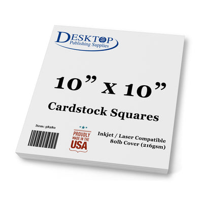 White Square Cardstock - 10 x 10 - 80lb Cover