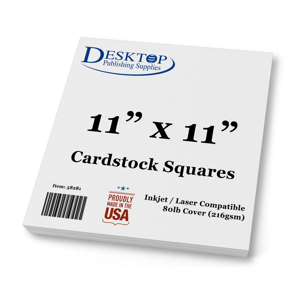 White Square Cardstock - 11" x 11" - 80lb Cover