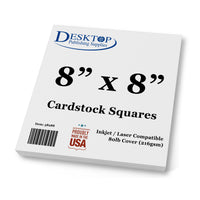 White Square Cardstock - 8" x 8" - 80lb Cover